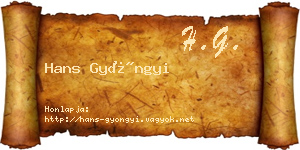 Hans Gyöngyi névjegykártya